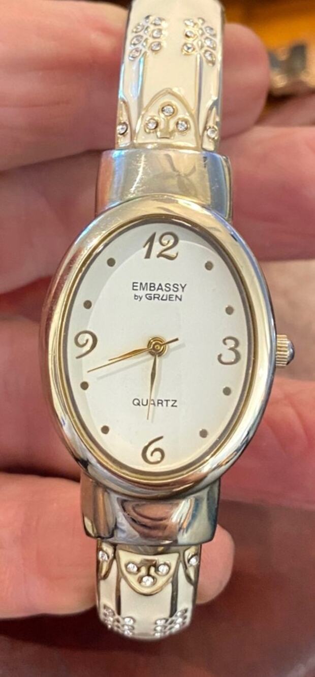 Women's 25mm Silver Tone Embassy by Gruen Watch, Enamel and Crystal Accents